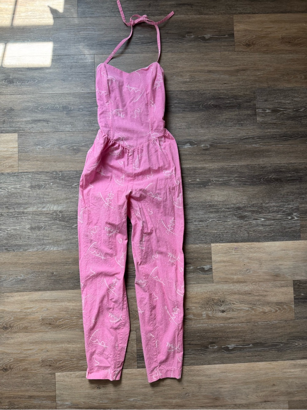 Vtg Marissa! Pink Halter Jumpsuit with Pattern